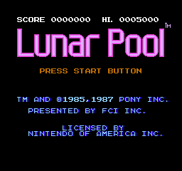 Lunar Pool Title Screen